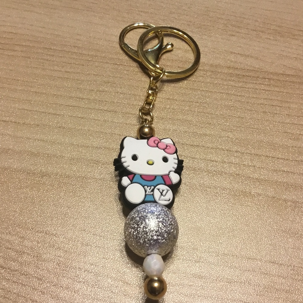 Hello Kitty Keychain with Gold Accents
